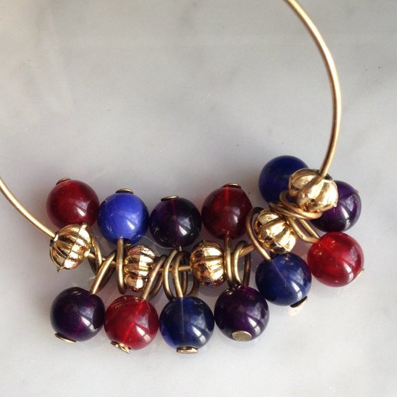 Pierre Cardin - Dainty Bead Charms Hoop Earrings - Picture 5 of 6